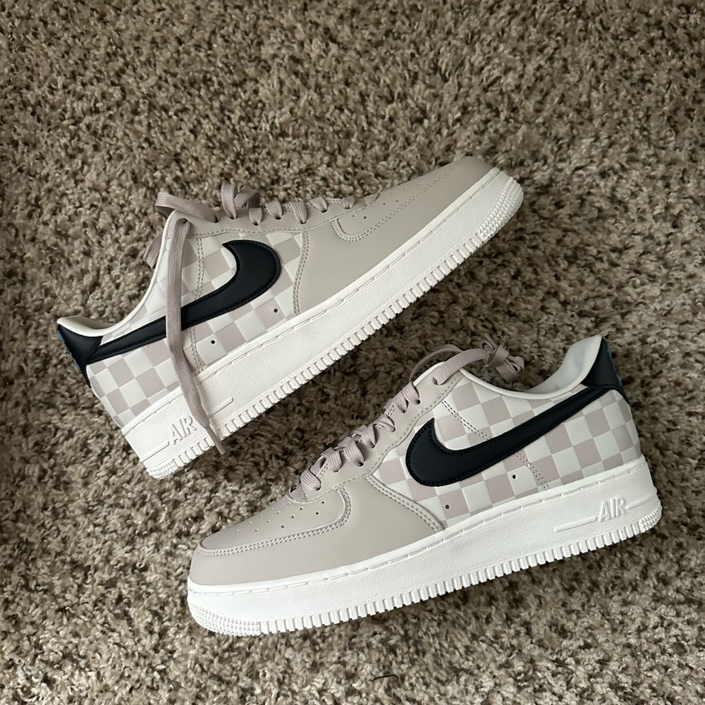 Nike Air Force 1 Beige and Black Checkered